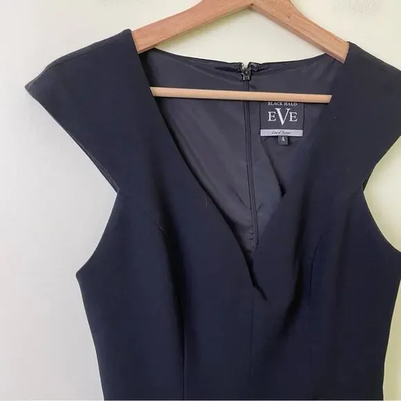 Black Halo Eve Wren V-Neck Peplum Gown in Black SIZE 4 - Picture 7 of 14